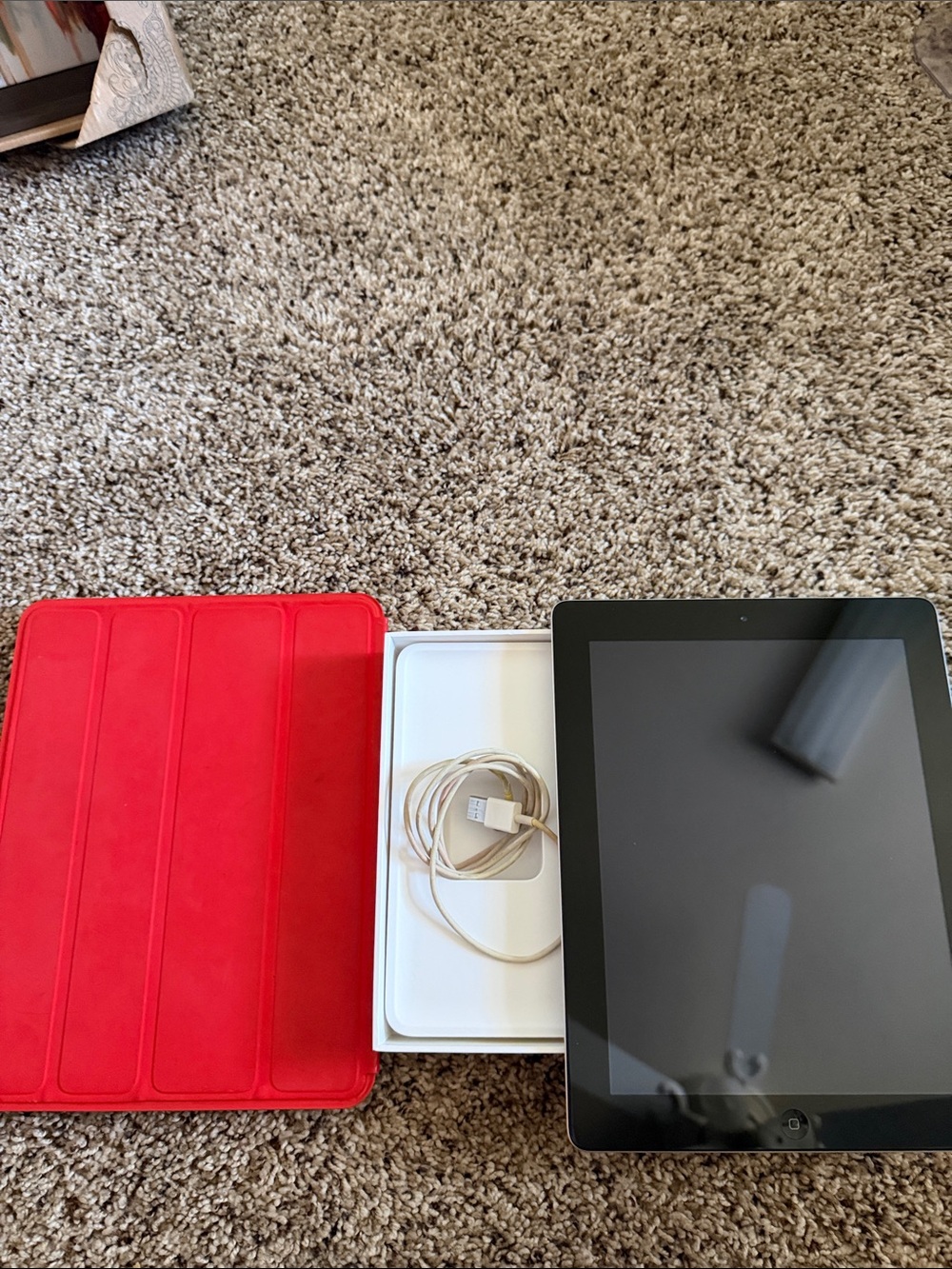 Apple iPad with Red Smart Cover and Black Front